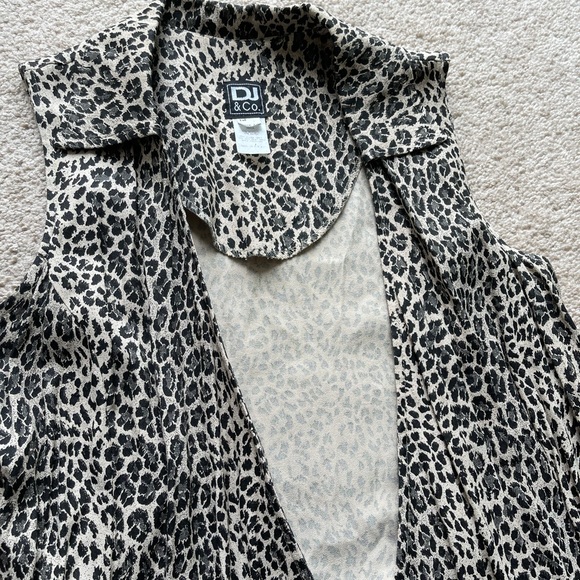 DJ&Covintage cheetah print tie front long duster - Picture 2 of 5